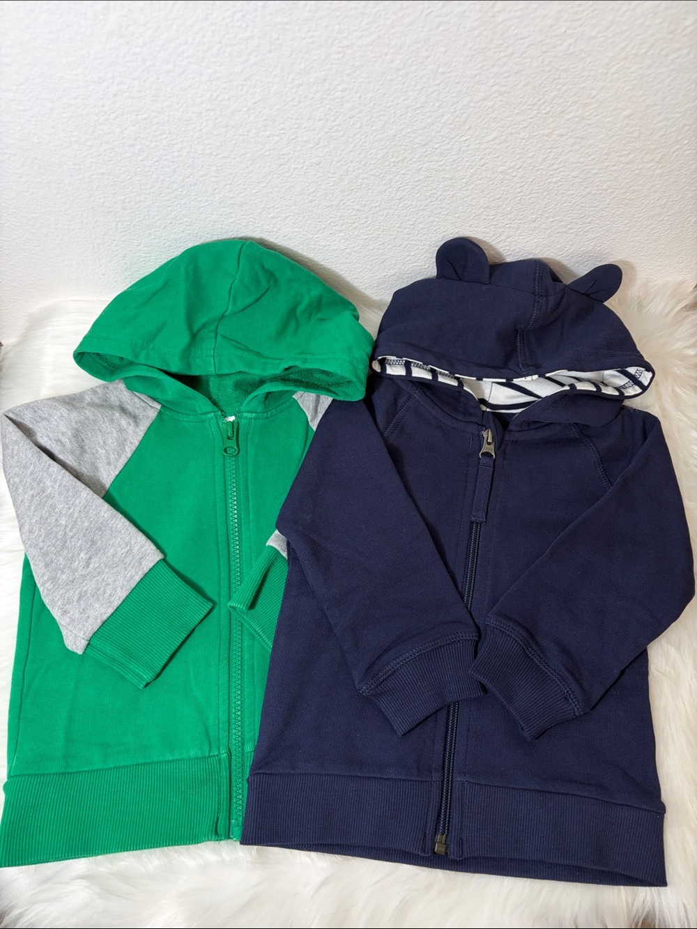 Set of 2 Hanna Andersson Green Navy Full Zip Hoodie Sweatshirts